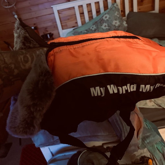 Small dog winter coat with fur lined neck 15” long 8” chest - Picture 2 of 3